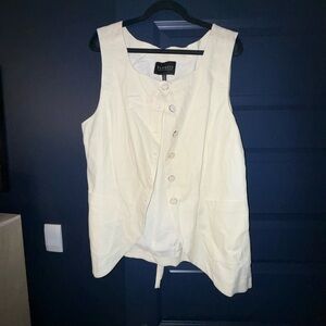 Eloquii Ivory Sleeveless Button-Front Vest Tank